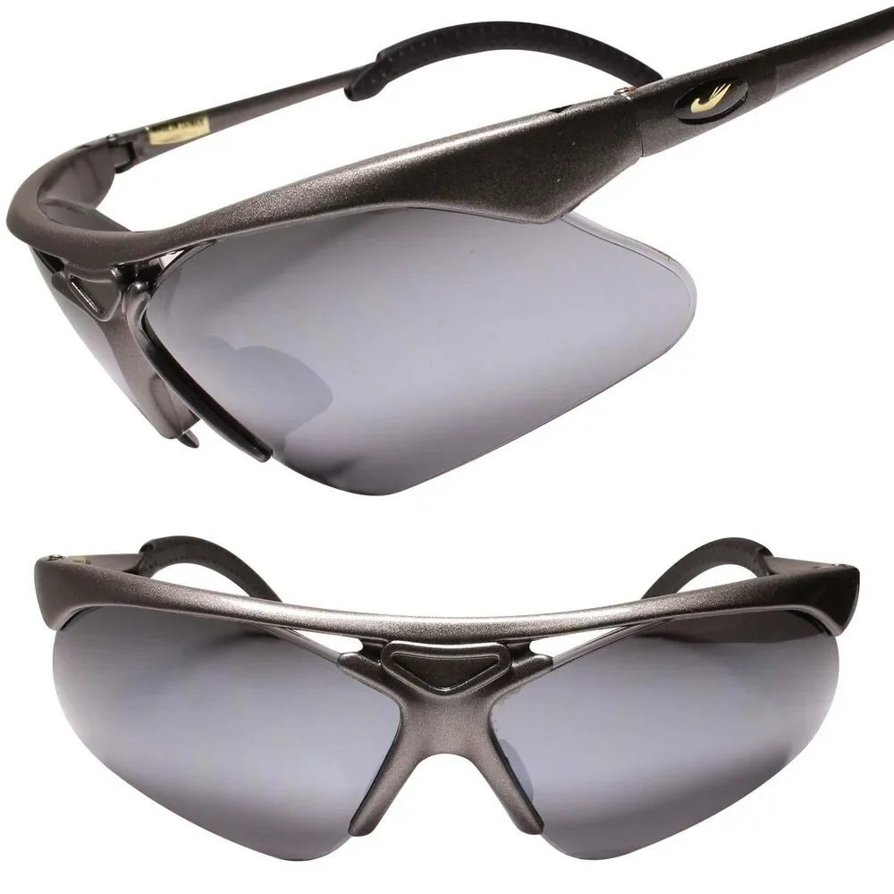 Silver Wrap Around Semi Rimless Sport Sunglasses for Athletes Golf Biker Fishing